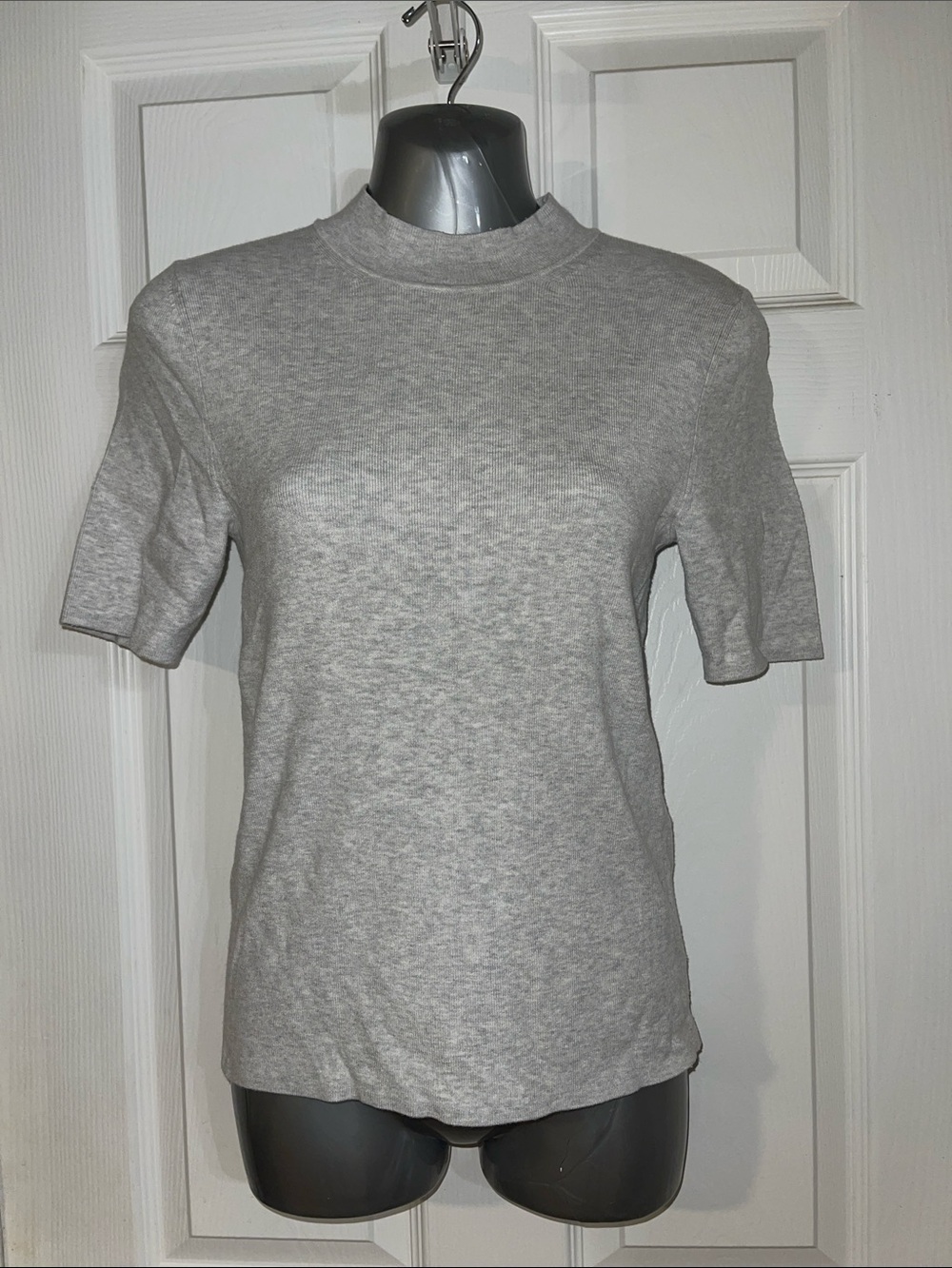 BR Standard Classic Grey Short Sleeve Mock Neck Top